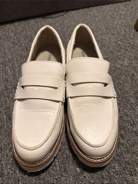 Anne Klein White Leather Penny Loafers for Men